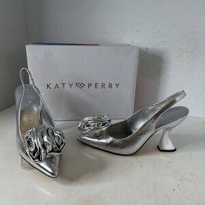 Katy Perry Laterr High Flower Silver Sz 10
